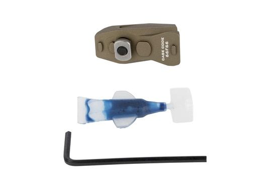 Strike Industries LINK angled QD sling mount with FDE finish attaches to M-LOK or KeyMod rails and includes wrench and thread locker